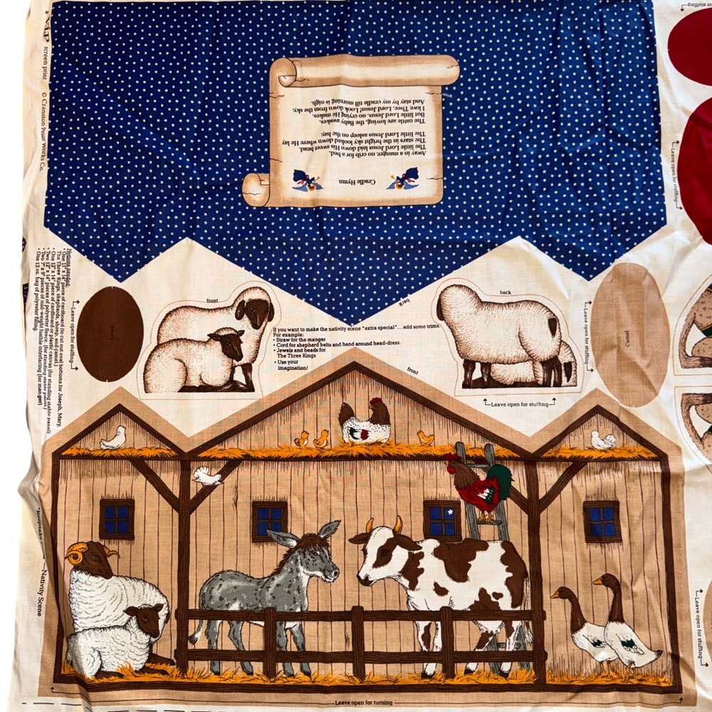 Cranston Print Works Nativity Cut & Sew Fabric Panel Multi 2 Full Sets Vintage